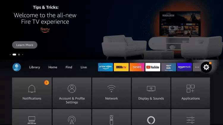 Xenon IPTV sur Fire TV Stick — Entrez dans les Paramètres