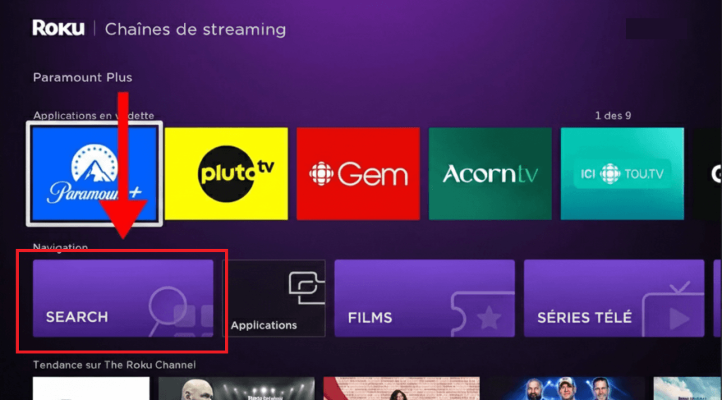 Xenon IPTV sur Roku — Allez dans Rechercher