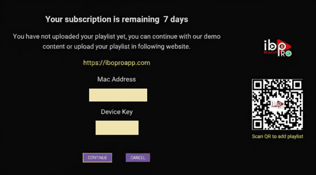 Xenon IPTV sur Roku — Relevez l'adresse MAC et la Device Key